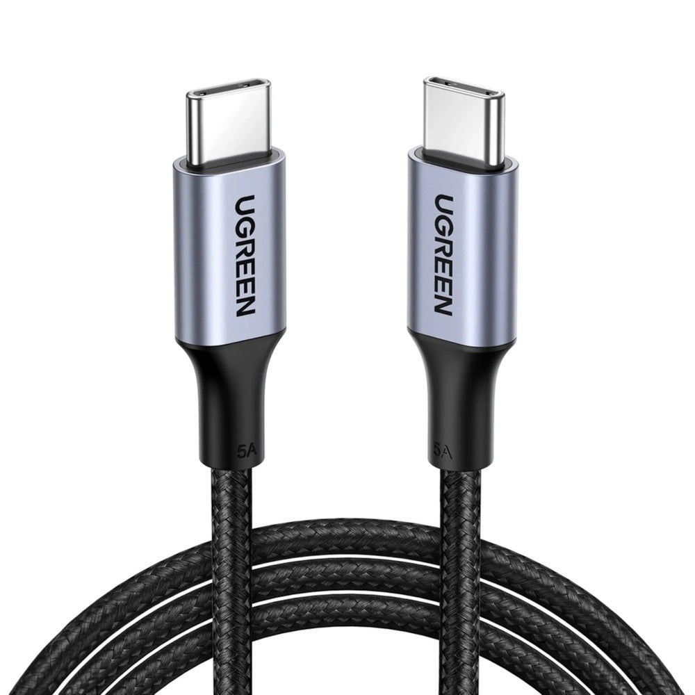 Cable Ugreen USB-C a USB-C 100W Longitud 0.5m Transferencia de Datos Conectores Reforzados Trenzado Nylon Premium 70427