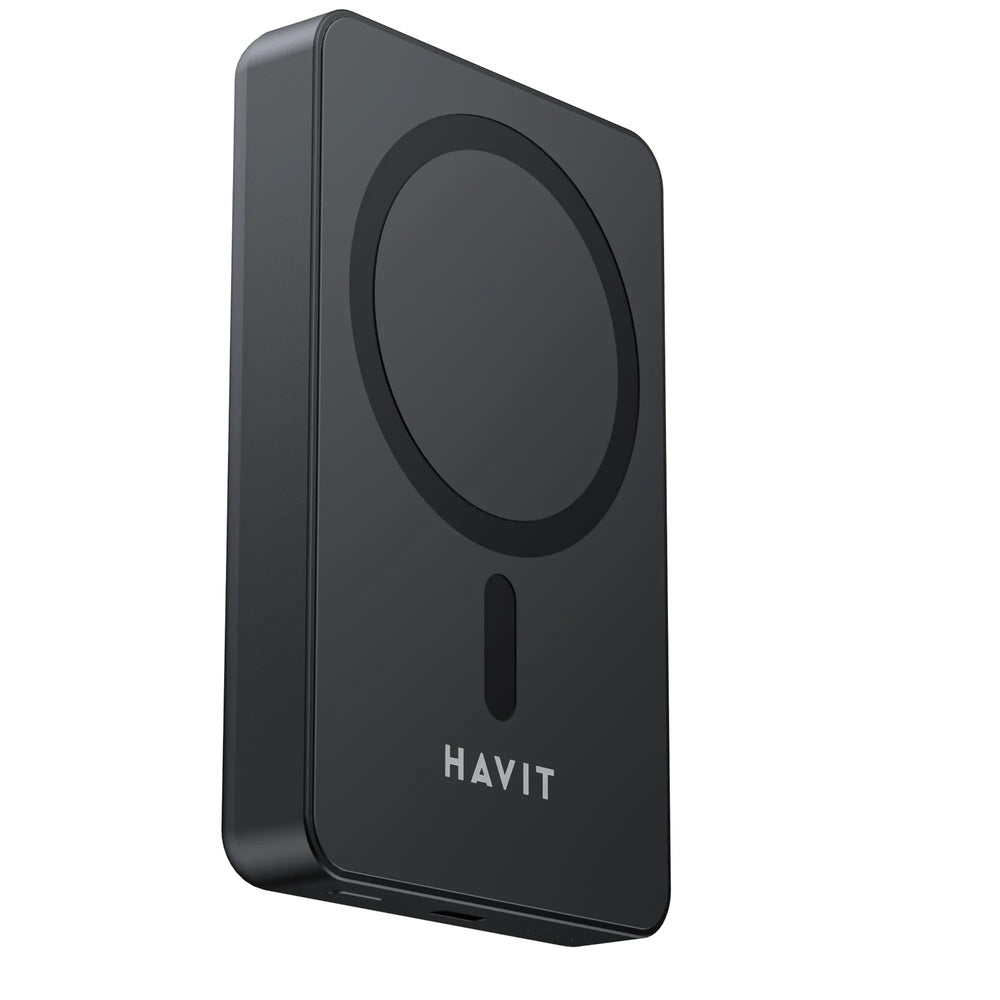 Power Bank Havit 10.000mAh Inalambrico 15W Salida USB-C 20W color Negro PB5217-BK