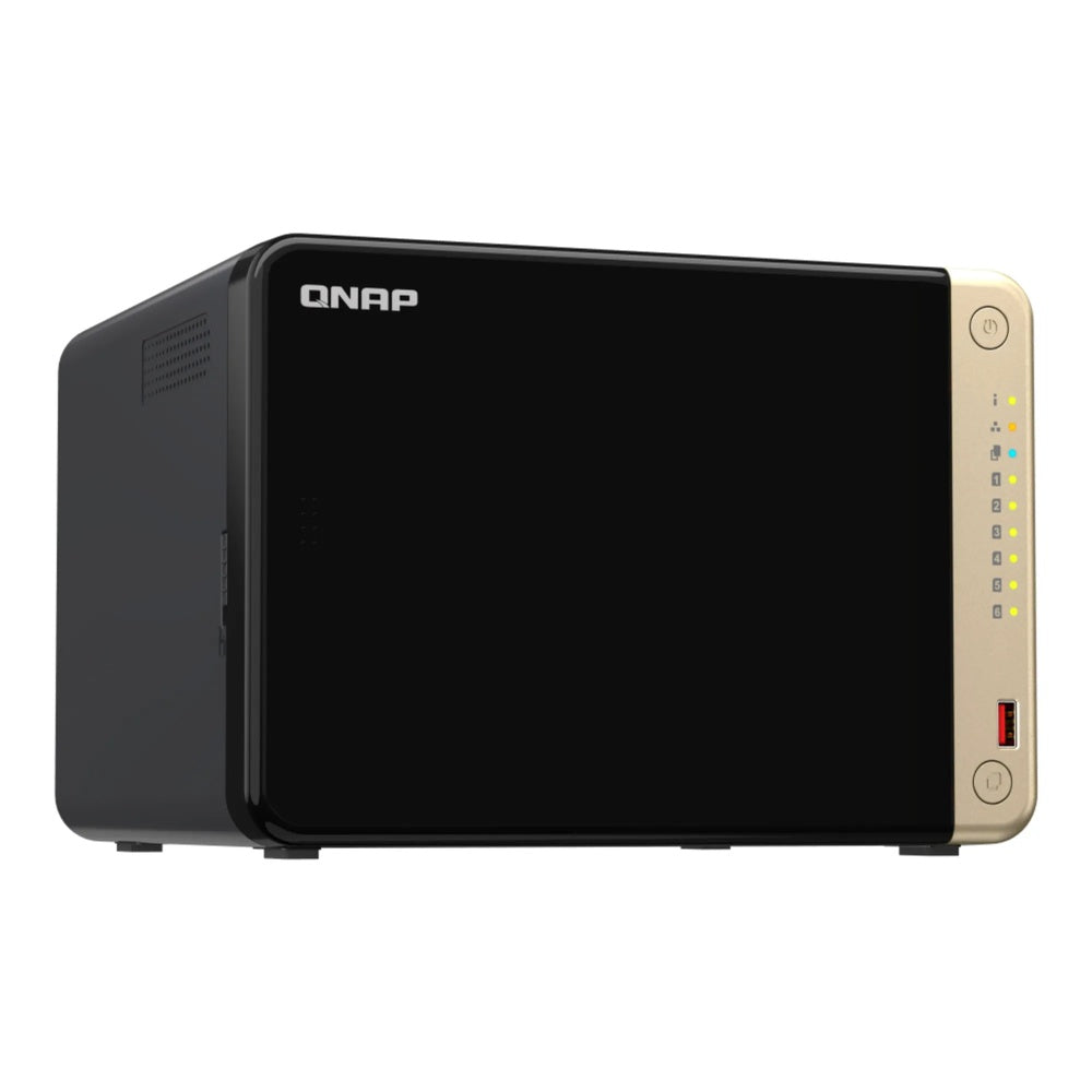Servidor NAS QNAP de 6 Bahias Procesador Intel Celeron N5095 2.9GHz con 8GB RAM DDR4 Ampliable a 16GB, HOT SWAP, 2xEthernet 2.5GbE, 2xUSB-A 3.2, 1xHDMI 2.1 4K TS-664-8G-US