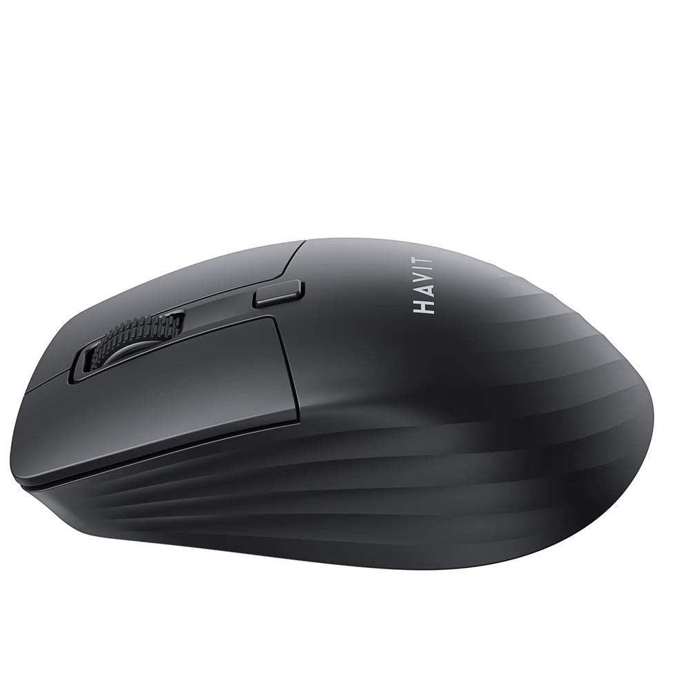 Mouse Havit Inalambrico Ajustable hasta 1600DPI 5 Botones Conexion Dual 2.4GHz y BT v5.2 Alcance 10m Negro MS58WB-BK