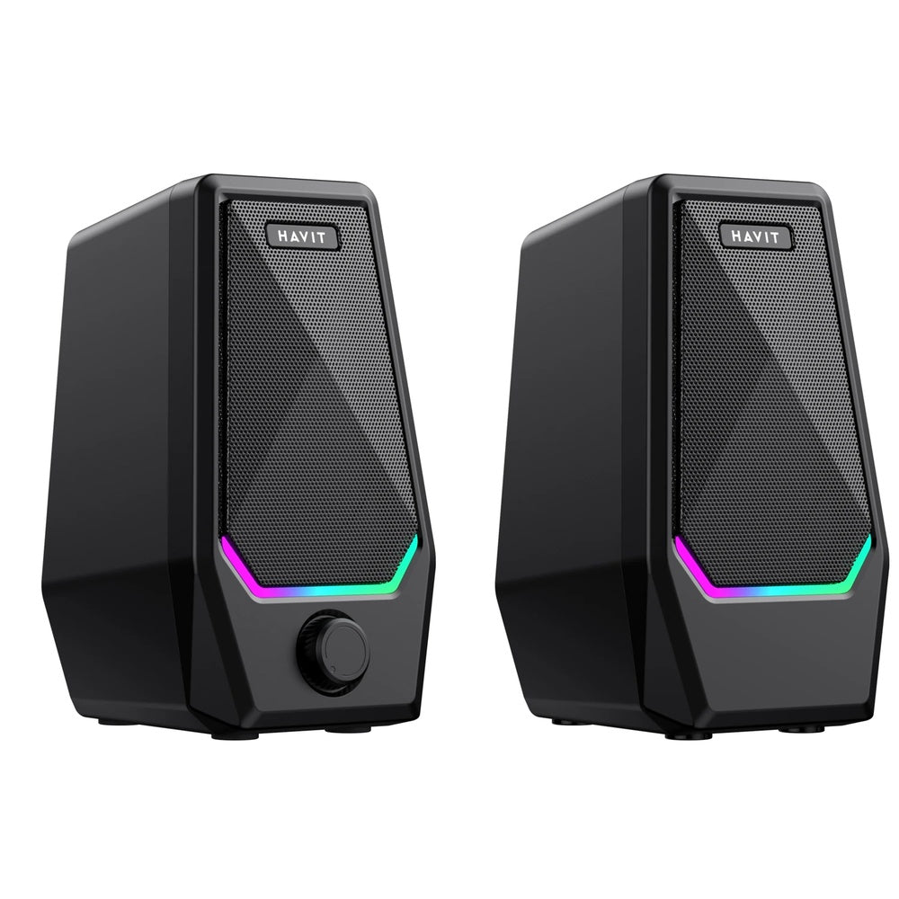 Parlante Havit Gamer RGB 10W 5Wx2 Potencia Estereo Dinamica Conexion USB+AUX Control Frontal con Perilla SK768