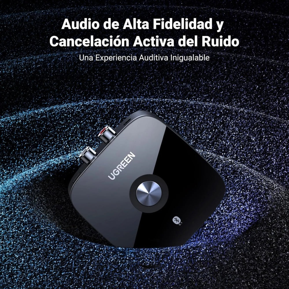 Receptor de Audio Ugreen BT v5.1 aptX HD Sonido HiFi Alcance 10m Baja Latencia Salida Aux 3.5mm RCA 40759P