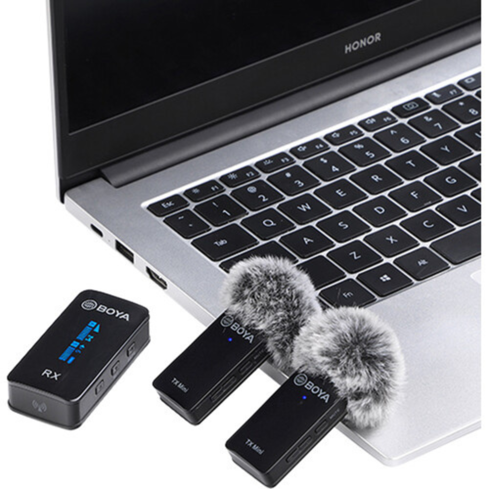 Microfono Inalambrico Boya Ultracompacto Ideal para Streaming Omnidireccional Compatible con DSLR Pantalla OLED BY-XM6-S2