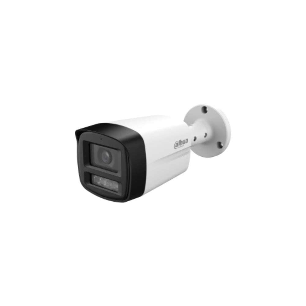 Camara Dahua HDCVI Bala 5MP Metal Plastico Lente 2.8mm Audio Luz 30m Microfono Integrado IP67 HAC-HFW1500TLM-IL-A-28-DI