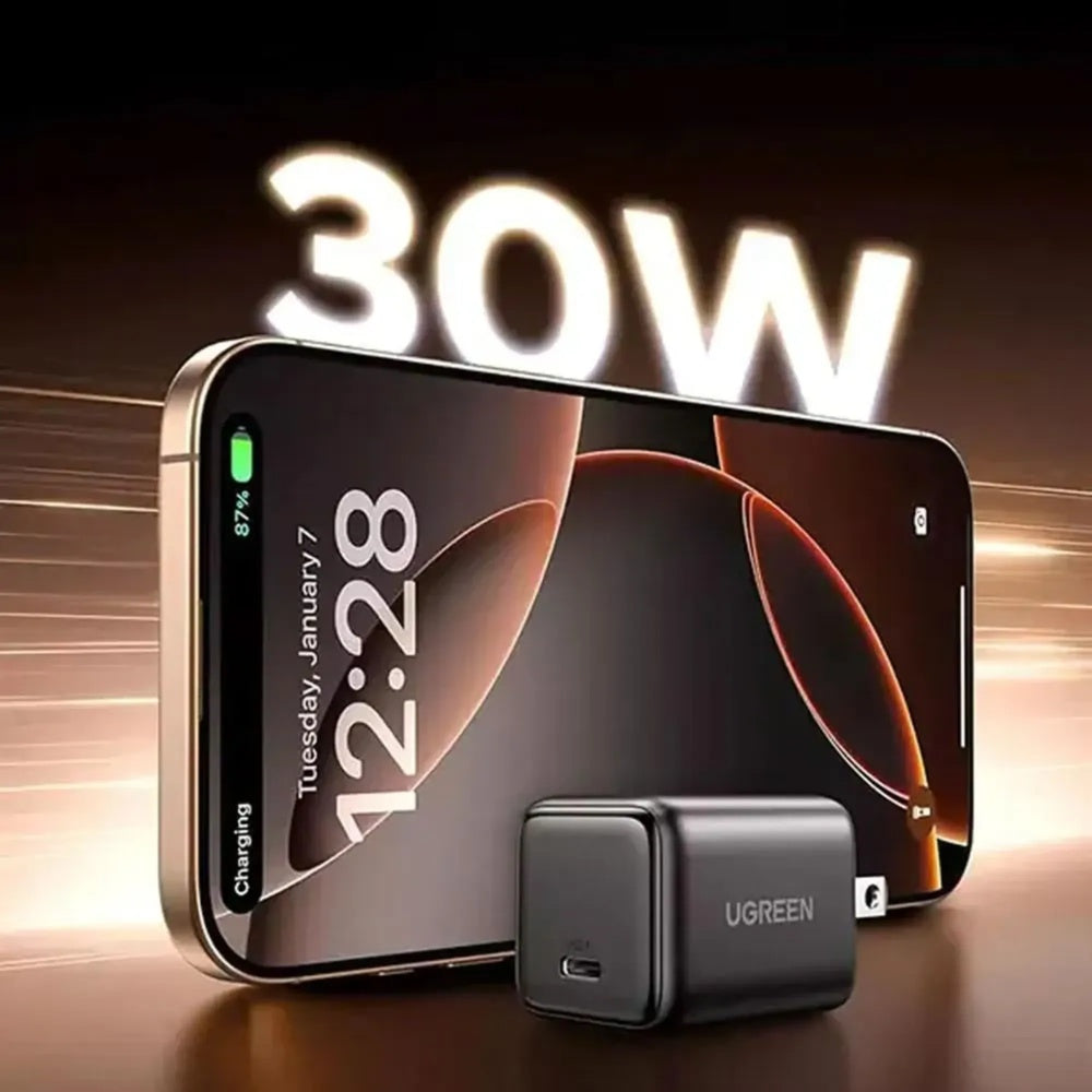 Mini Cargador Ugreen 30W PD GaN Amplia Compatibilidad Control de Temperatura 55530
