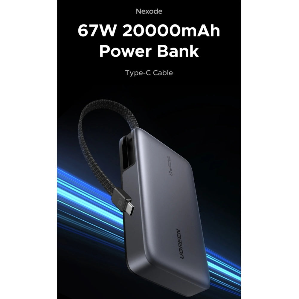 Power Bank Ugreen 20.000mAh 67W Cable USB-C 67W Puerto 1xUSB-A 1xUSB-C Pantalla LCD 85166B