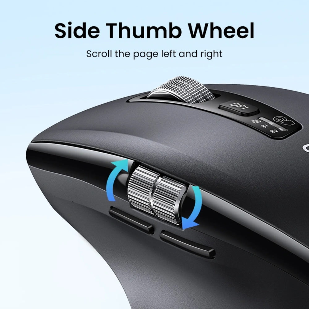 Mouse Ugreen Ergonomico Multimodo hasta 5000DPI Conexion 2.4GHz y BT Conecta hasta 3 Equipos Doble Sistema Scroll 45792