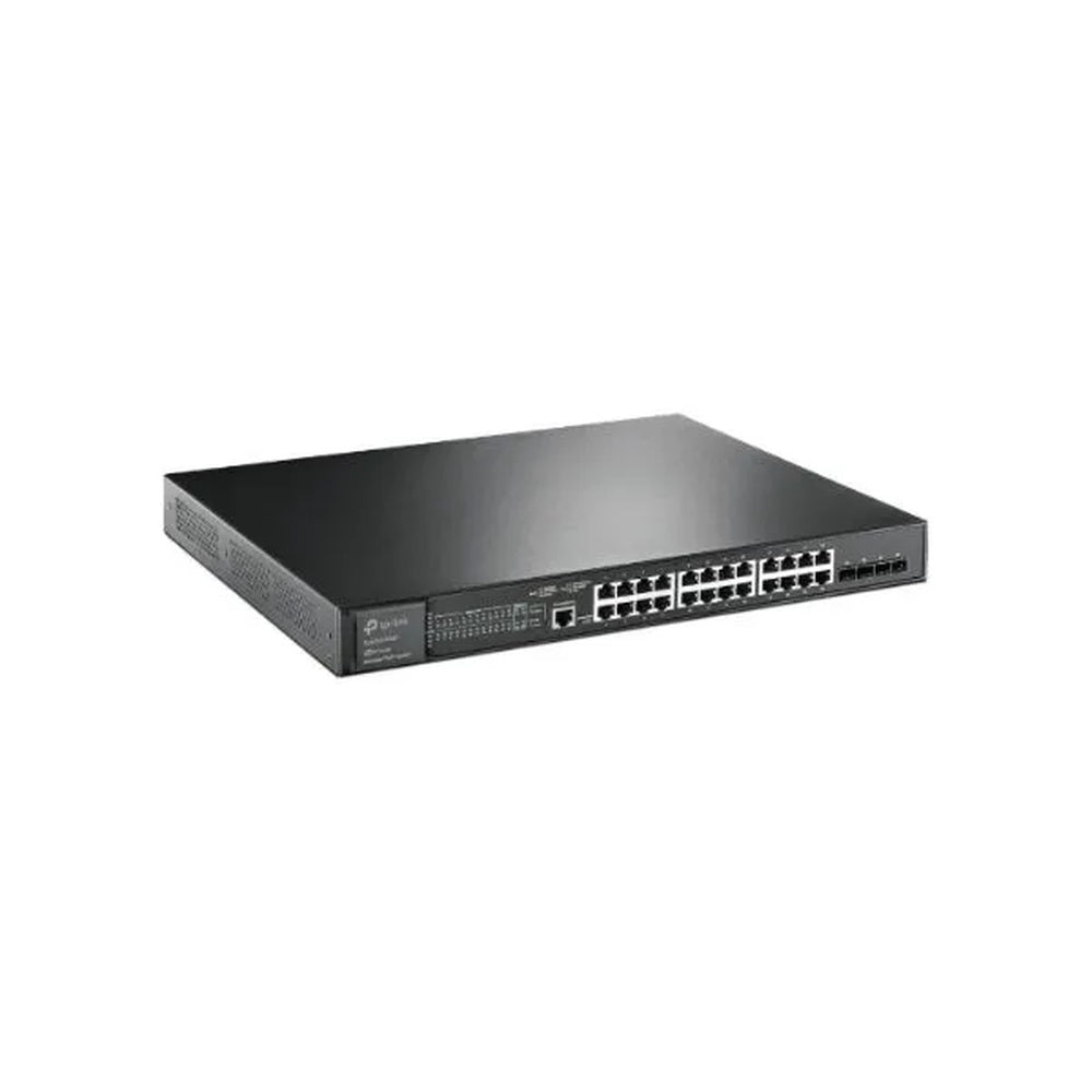 Switch TP-Link Jetstream 4 Puertos SFP+ 24 Puertos POE+ Potencia 384W Soporta VLAN QoS Gestion por Web CLI TL-SG3428XMP