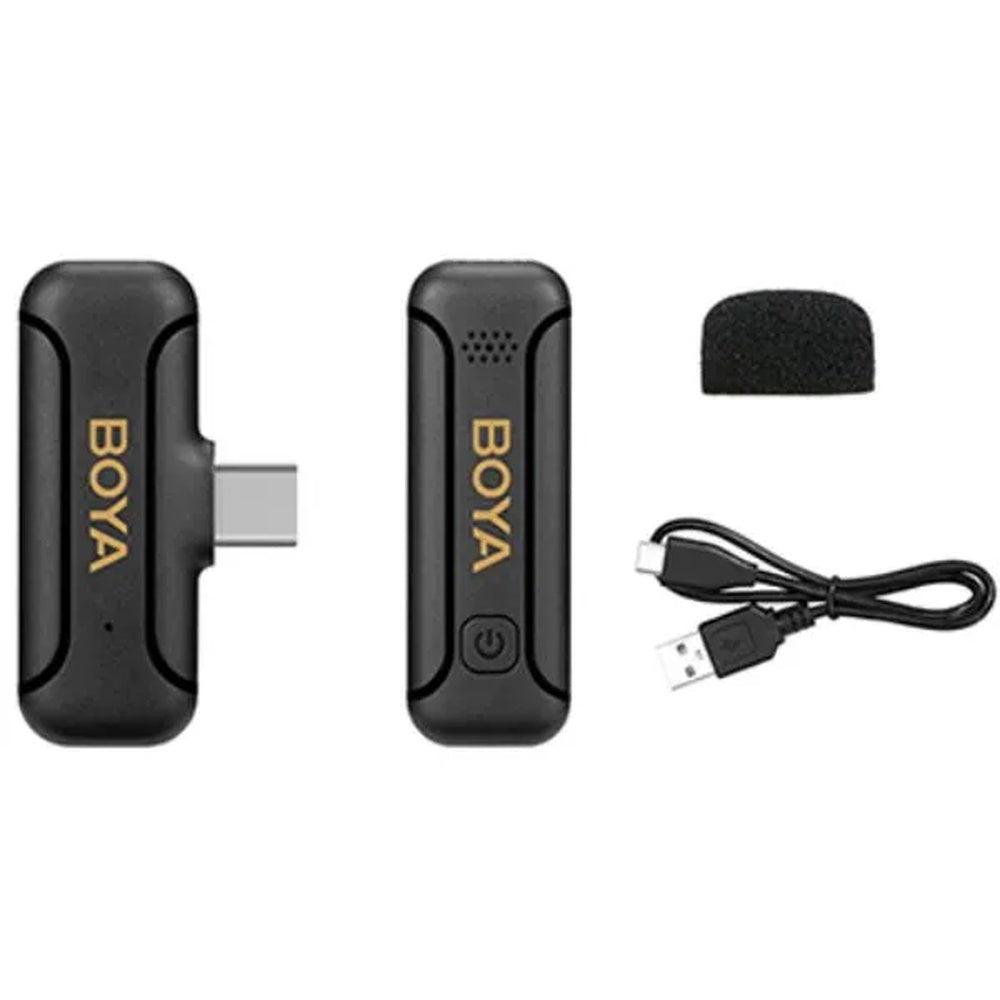 Mini Microfono Inalambrico Boya Ultracompacto y Portatil Cancelacion de Ruido Bateria 10 Horas Puerto USB-C BY-WM3T2-U1