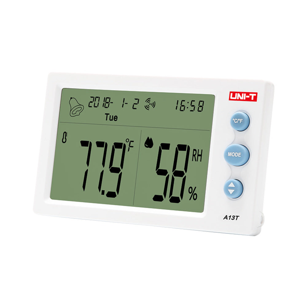 Medidor de Humedad y Temperatura Uni-T Incluye Reloj y Alarma 13T A13T