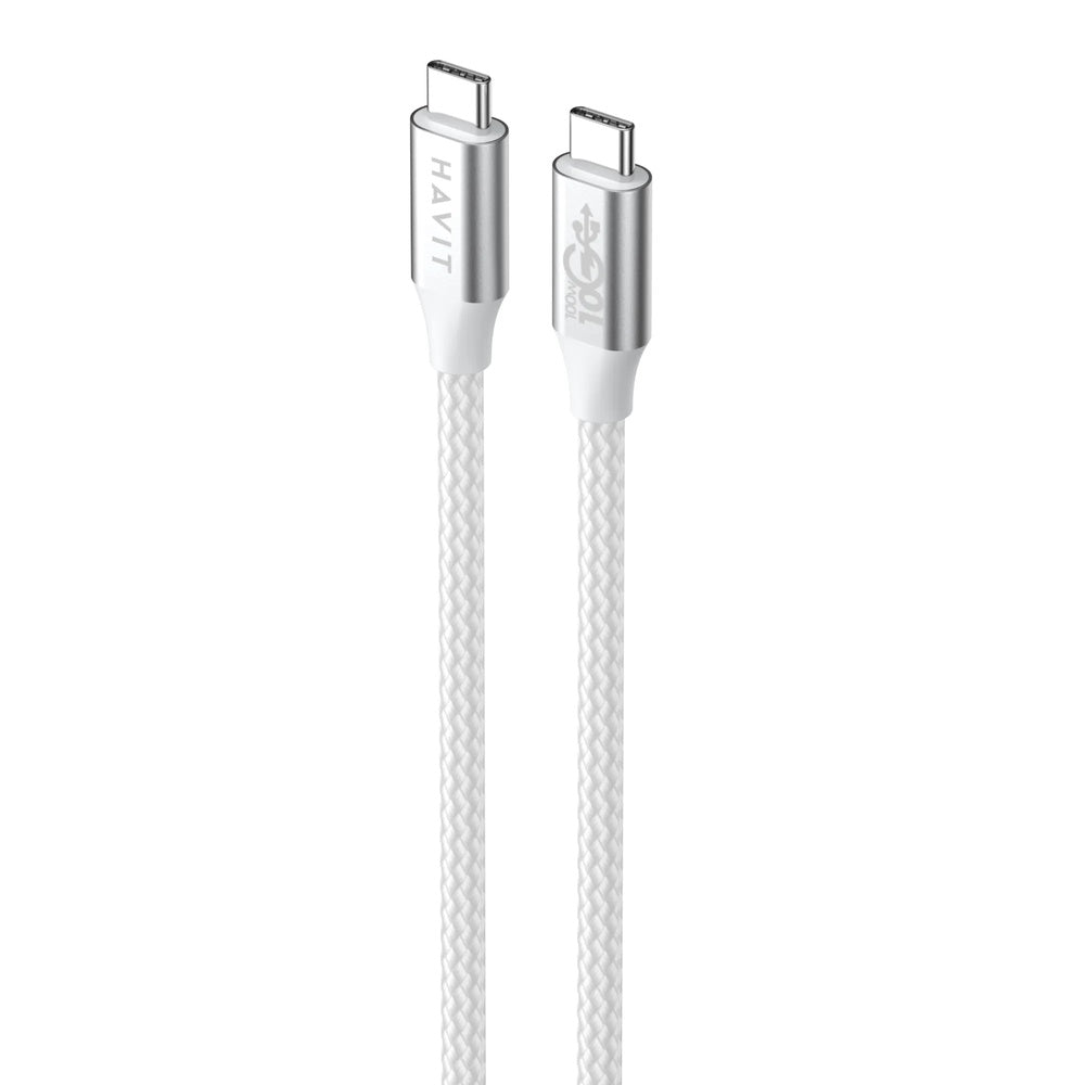 Cable Havit USB-C a USB-C 100W PD 20V 5A Carga y Transferencia de Datos hasta 10Gbps Longitud 1 metro CB6290-SWH