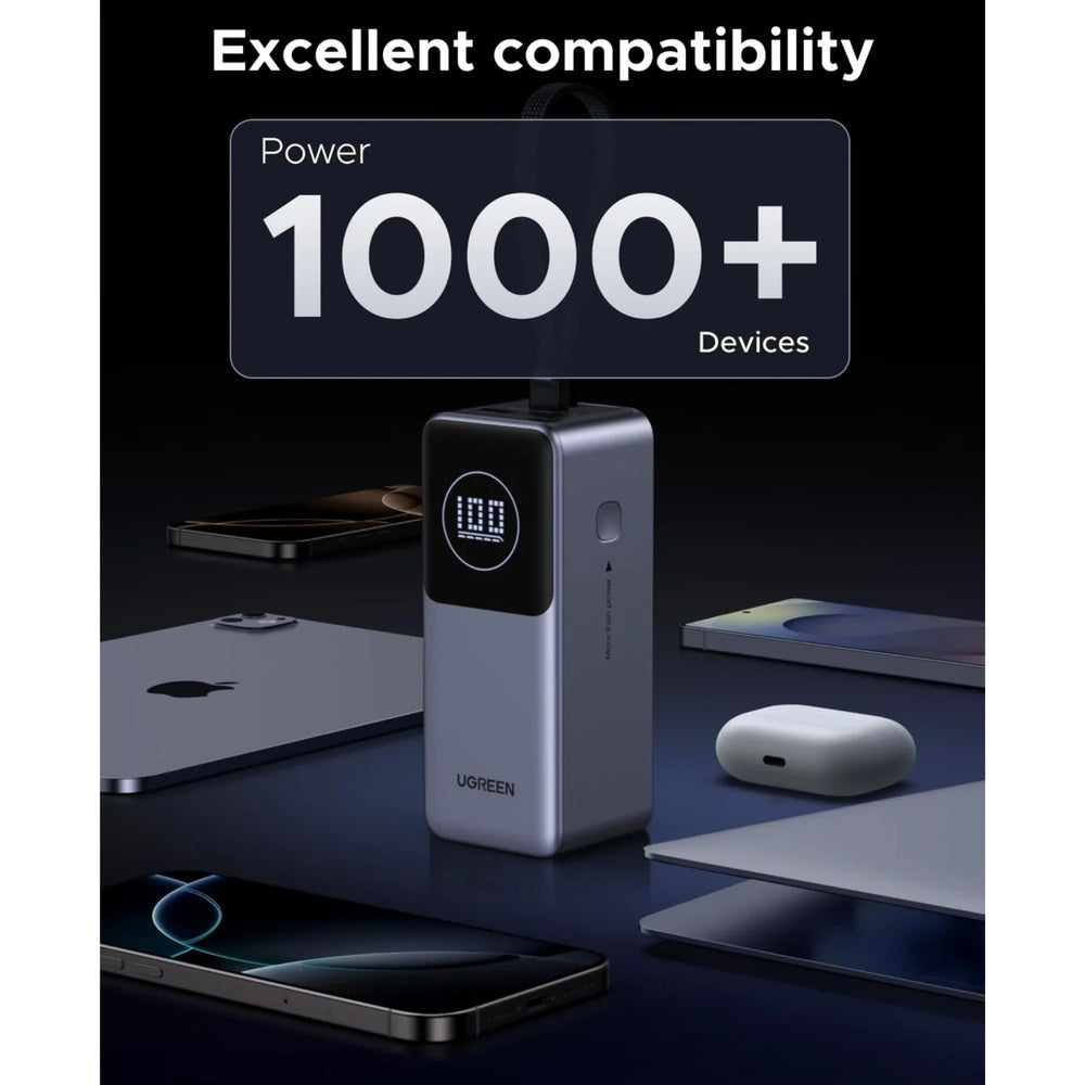 Power Bank Ugreen Nexode 20.000mAh Carga Ultrarapida hasta 130W Pantalla TFT Cable USB-C Puerto 1xUSB-A 1xUSB-C 55365B