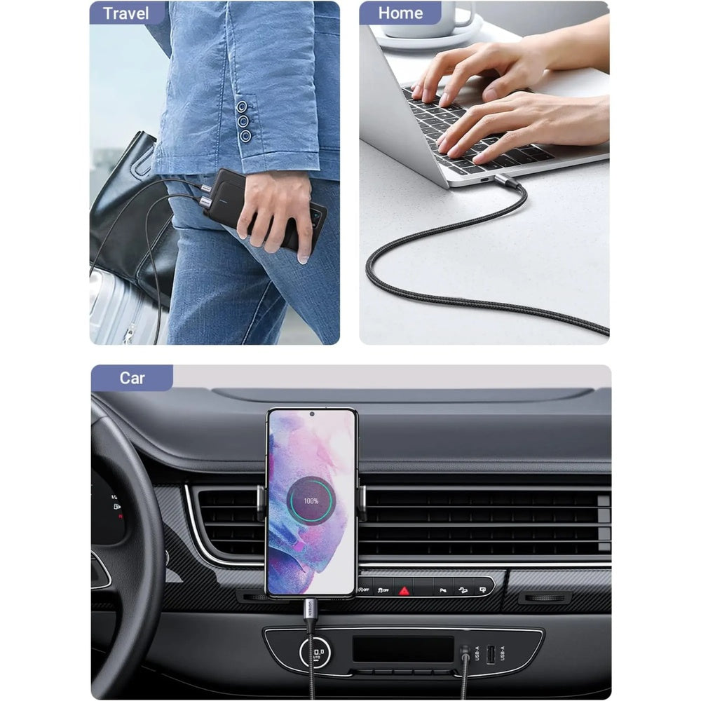 Cable Ugreen USB-C a USB-A 18W Conectores de Aleacion de Aluminio Transferencia de Datos Nylon Ultra Resistente 60126