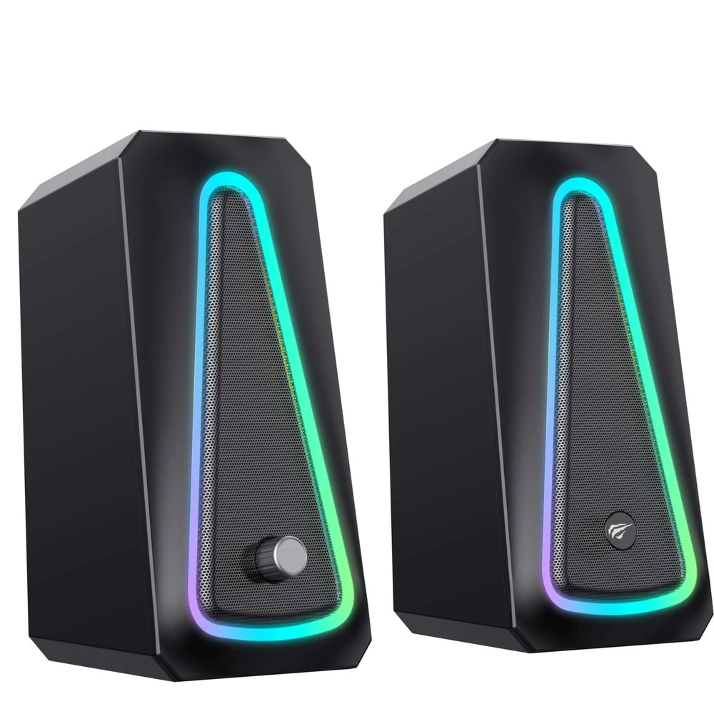 Parlante Havit de PC iluminacion RGB Potencia 10W RMS 5Wx2 Conexion USB+ Jack 3.5mm SK208 PRO-BK