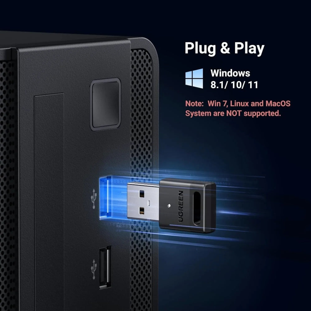 Adaptador Ugreen USB-A a Bluetooth v5.3 BR+EDR BLE Soporta 5 Dispositivos en Simultaneo 35995