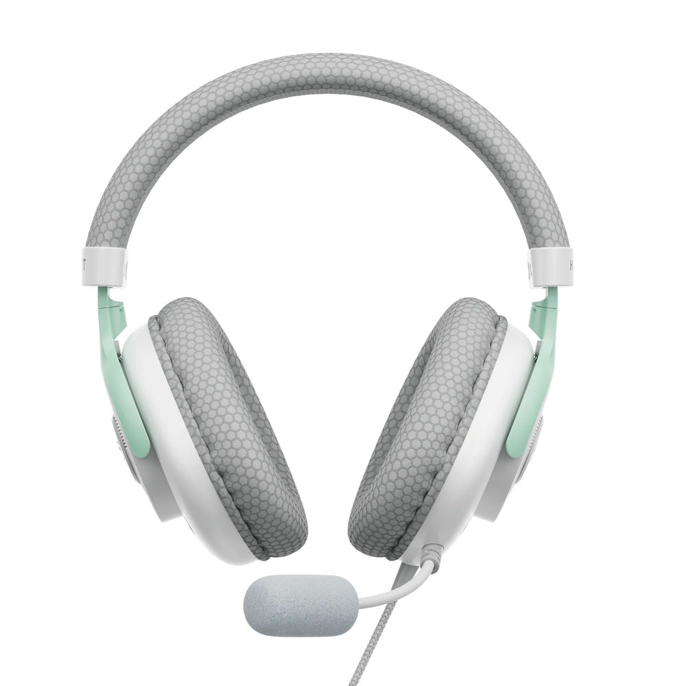 Audifono Gamer Havit Microfono Omnidireccional Driver 50mm Puerto AUX Blanco+Cyan Cable 1.8m H2230E-WHC
