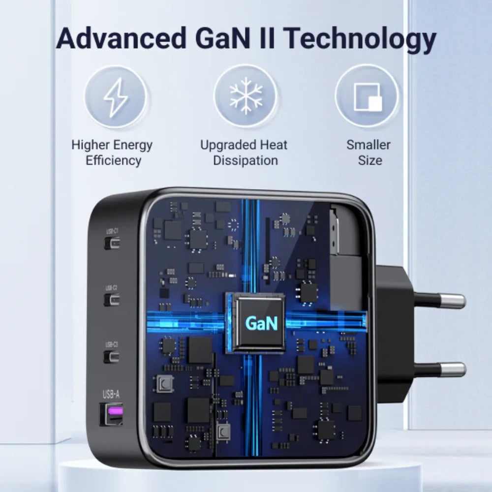 Cargador Ugreen 100W GaN Nexode S Carga 4 Equipos en Simultaneo 3xUSB-C 1xUSB-A Proteccion Electrica Inteligente 45224