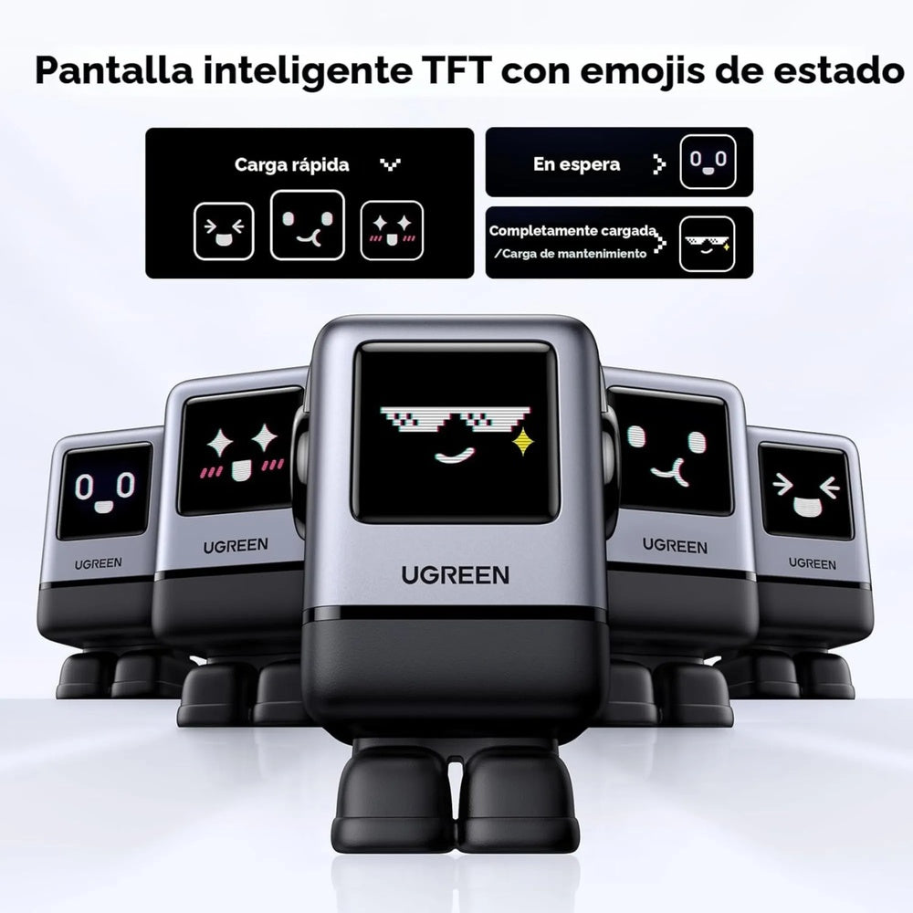 Cargador Ugreen Uno GaN 100W Carga hasta 4 Dispositivos Puertos 3xUSB-C y 1xUSB-A Pantalla Inteligente 45514B