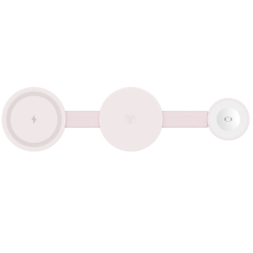 Estacion de Carga 3en1 Havit Plegable 15W Carga Celular Audifonos y Reloj al Mismo Tiempo Diseño Plegable Rosa W3105-PK