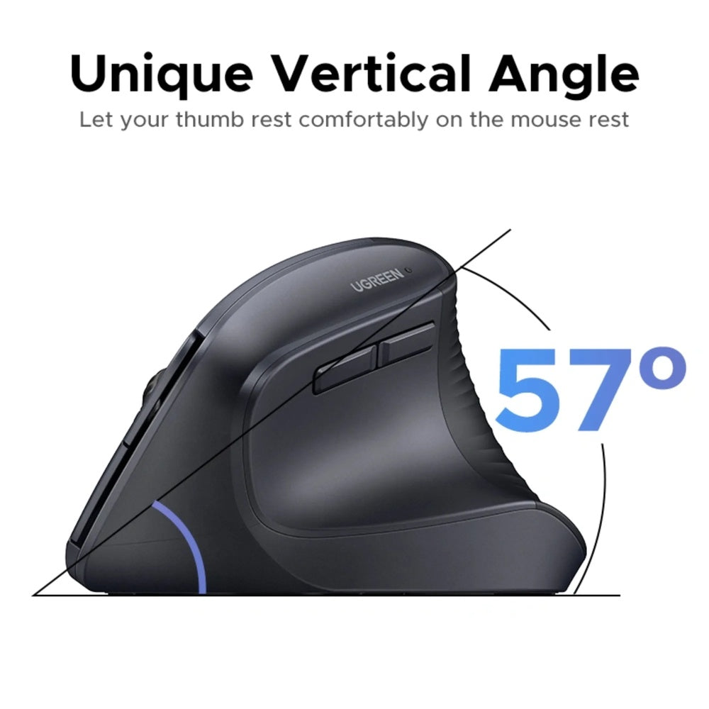 Mouse Ugreen Ergonomico Vertical Inalambrico 2.4GHz Alta Precision Botones Multifuncion 4000DPI color Rosado 55917