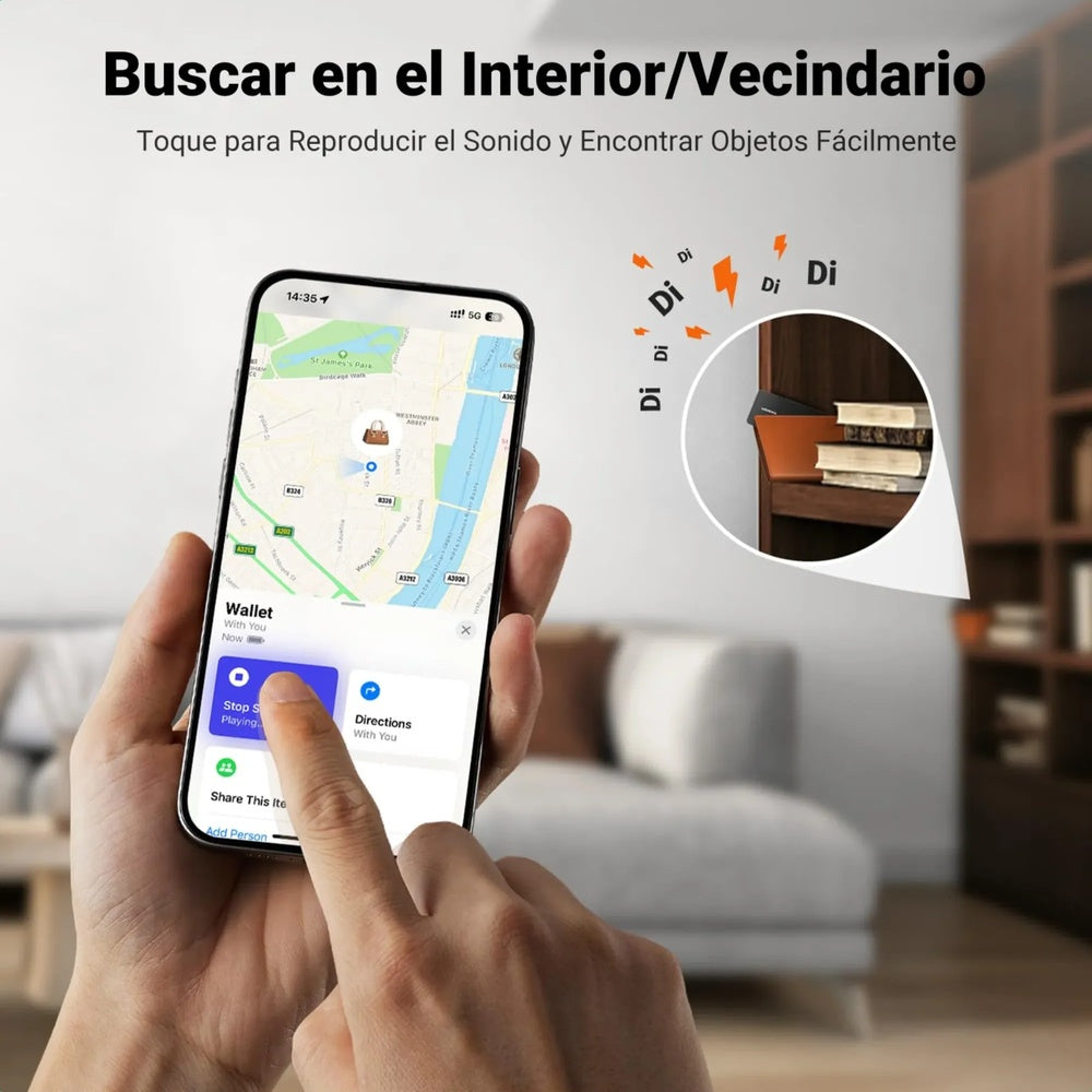Buscador Localizador Ugreen Fine Track iOS Certificacion Apple FindMy Ultra Fino 1.7mm Alarma Potente 80dB IP68 45298