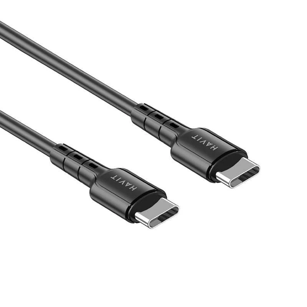 Cable USB-C a USB-C Havit PD60W 3Amp Cable de Carga y Transmision de Datos Longitud 1metro CB6235-BLACK