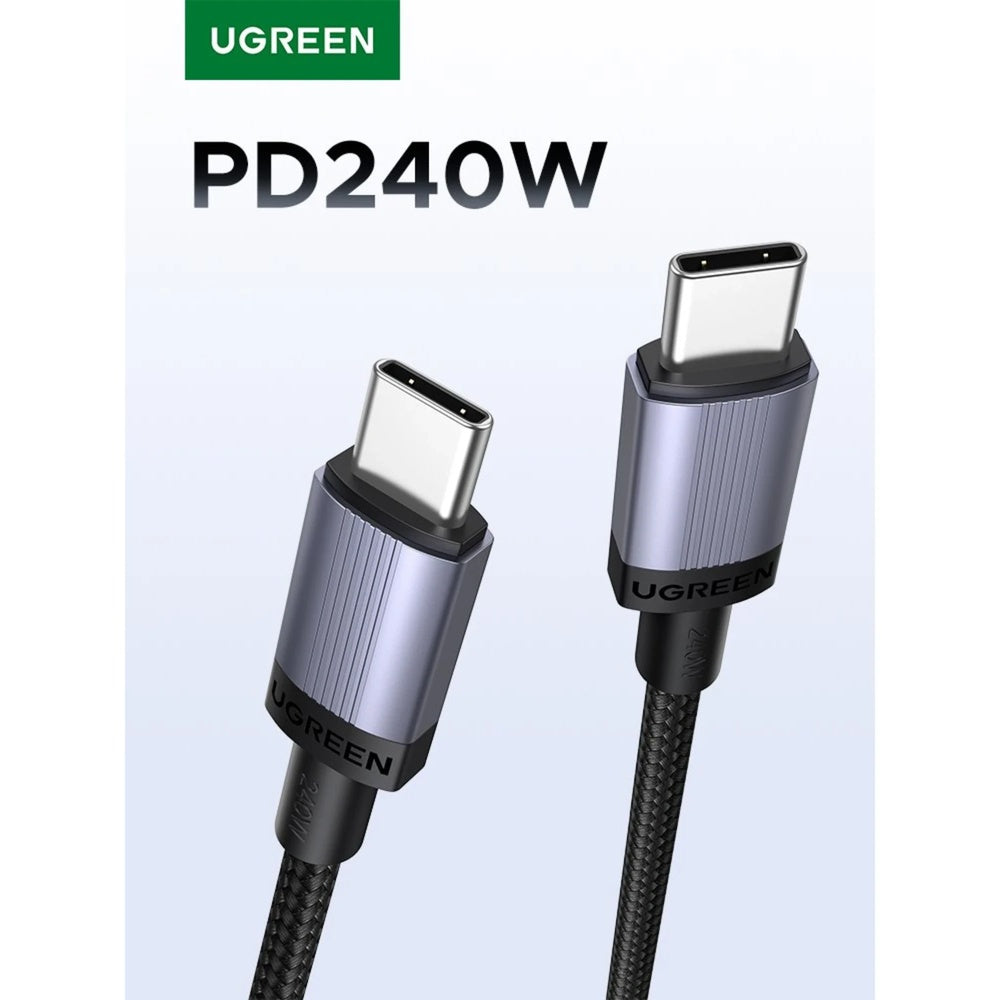 Cable Ugreen USB-C a USB-C PD3.1 240W 48V 5A Transferencia de Datos Longitud 1m Chip Smart E-Marker Regula Energia 65907