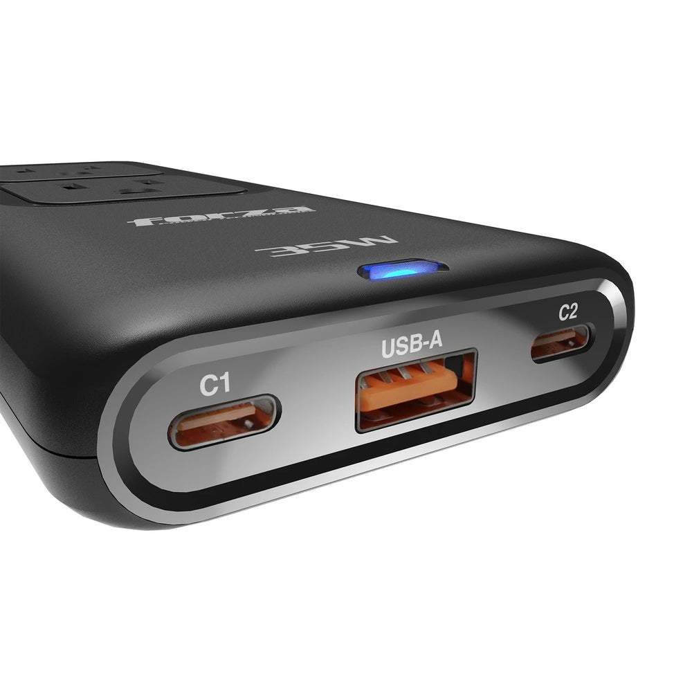 Cargador Rapido Forza 35Watts con Regleta de 1250Watts Salida 2xNEMA 5-15R 1xUSB-A 2xUSB-C PS-1100USBC