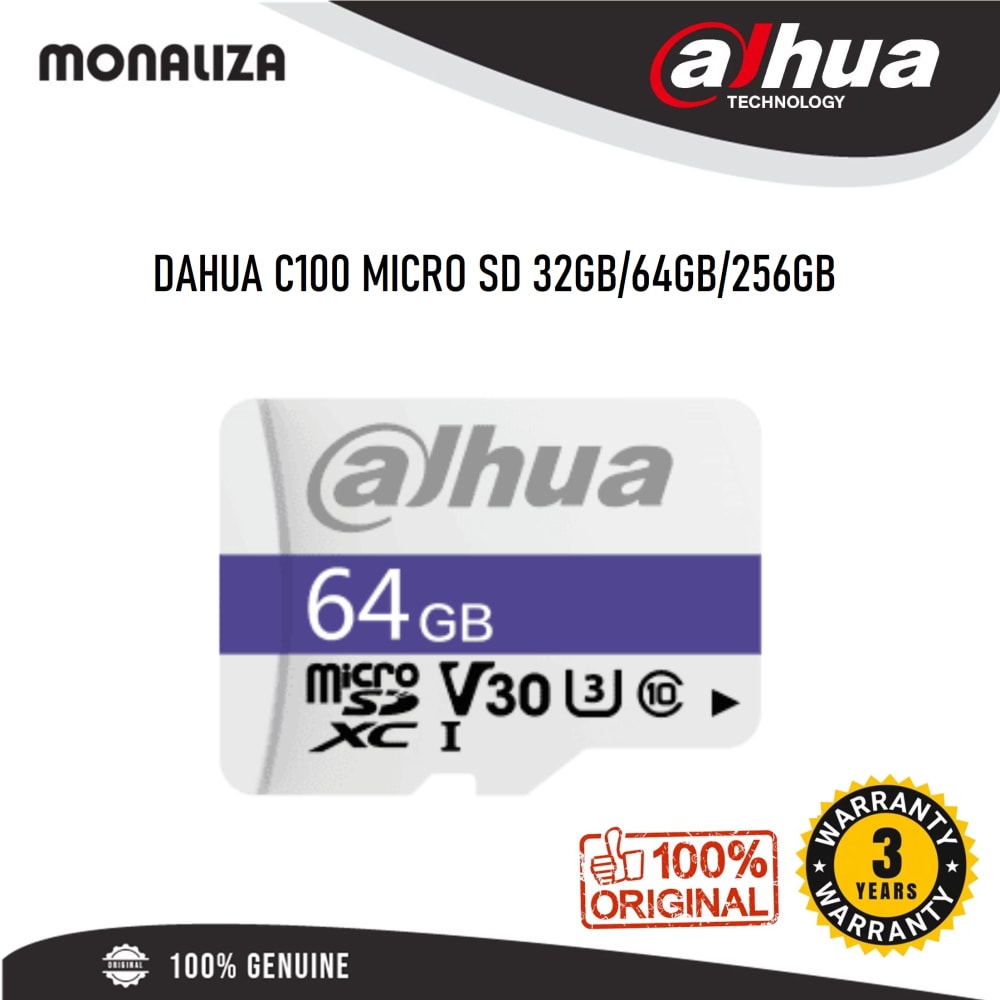 Memoria Micro SD de 64GB Dahua Lectura 95MBps Escritura 30MBps DHI-TF-C100/64GB