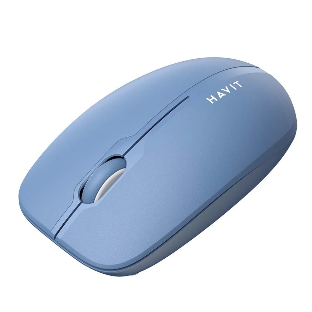 Mouse Havit Inalambrico Conexion Dual 2.4GHz y BT v5.2 Alcance 10m 1600DPI color Azul MS53WB-BL