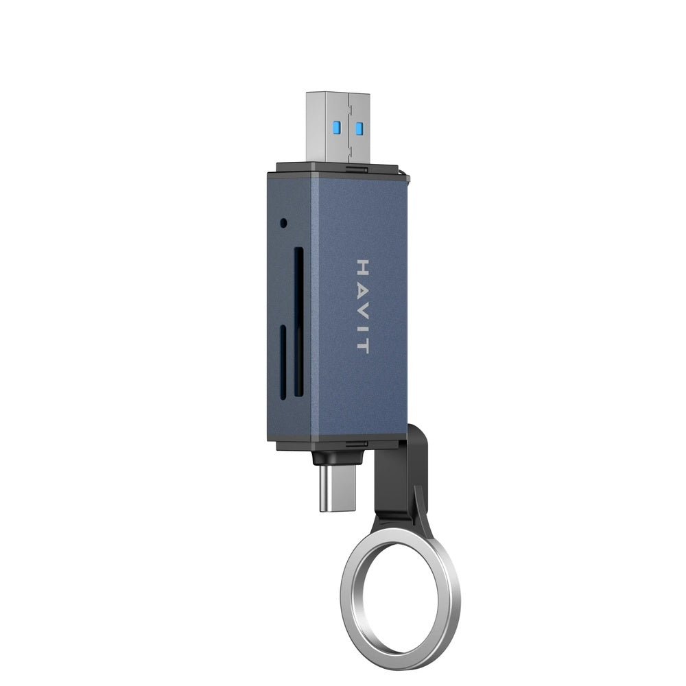 Hub Havit Multipuertos 6en1 1xTarjeta SDZC 1xTarjeta MicroSD 1xUSB-A 1xUSB-C Conexion Dual USB-A y USB-C 3.1 HB4040-BKG