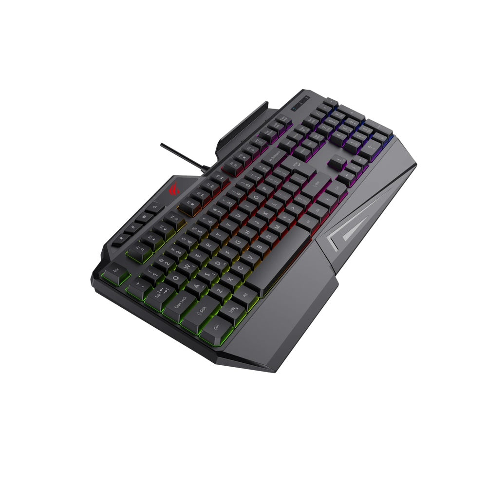 Teclado Havit Gamer y de Oficina RGB 108 Teclas Conexion USB-C Cable 1.5m con Soporte para Celular KB488L-SP
