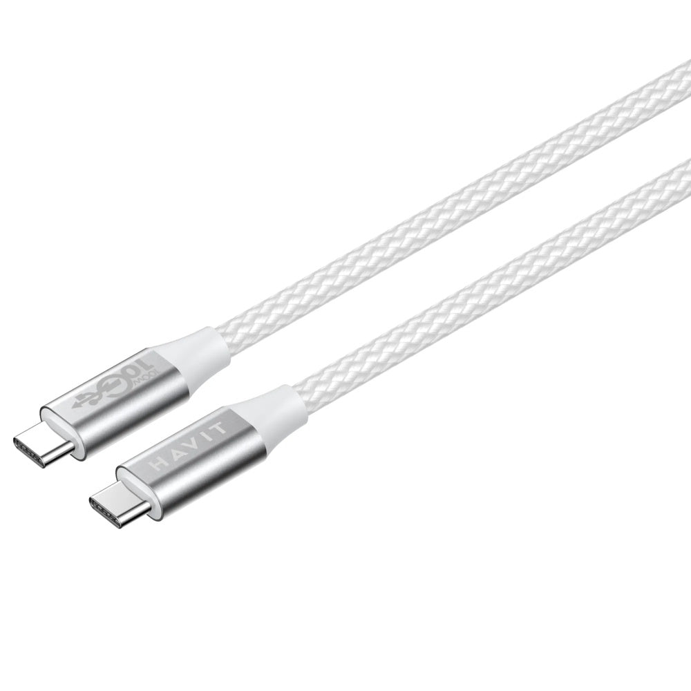 Cable Havit USB-C a USB-C 100W PD 20V 5A Carga y Transferencia de Datos hasta 10Gbps Longitud 1 metro CB6290-SWH