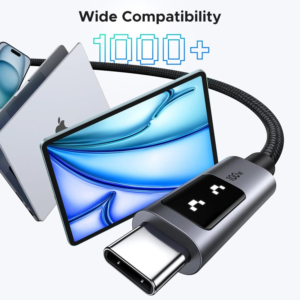 Cable de Carga Ugreen Robot USB-C a USB-C 100W Longitud 1m Pantalla LED con Expresion 35501