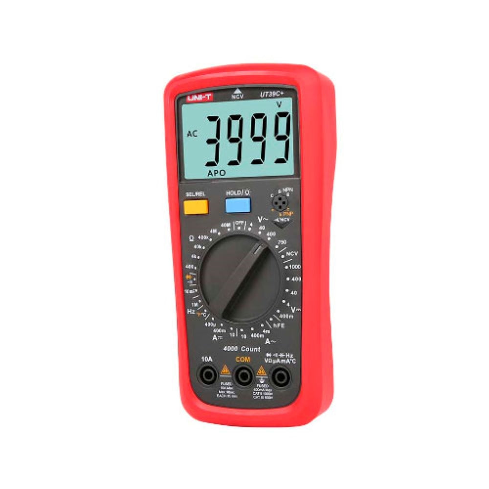 Multimetro Uni-t Digital con Pantalla LCD hasta 10Amp 1000VAC 750VDC Resistencia Capacitancia Frecuencia Temperatura UT39C+