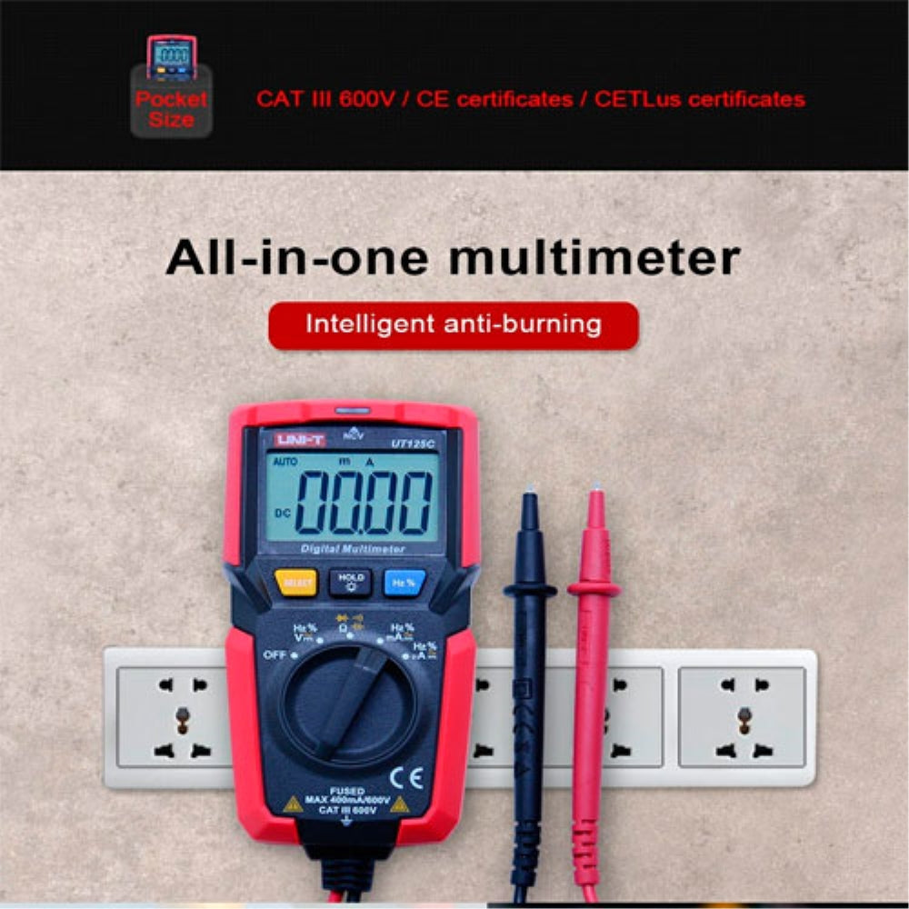 Multimetro Uni-t Digital de Bolsillo Voltaje hasta 600 AC DC Corriente hasta 400mA AC DC UT125C