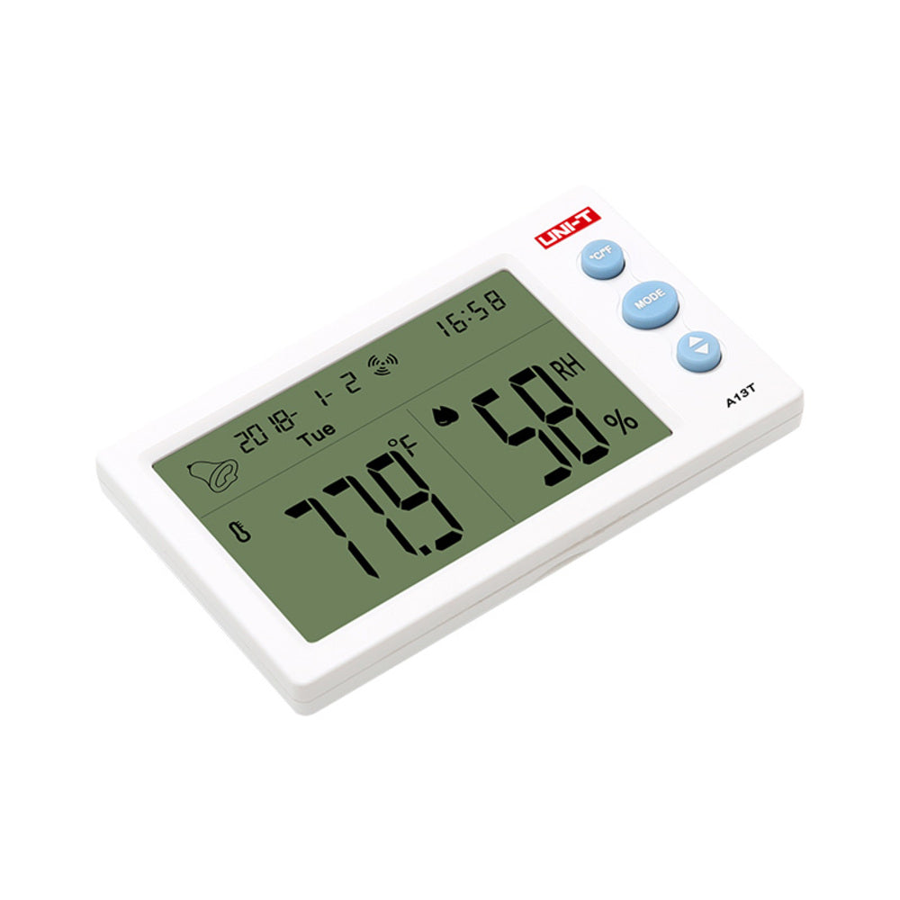 Medidor de Humedad y Temperatura Uni-T Incluye Reloj y Alarma 13T A13T