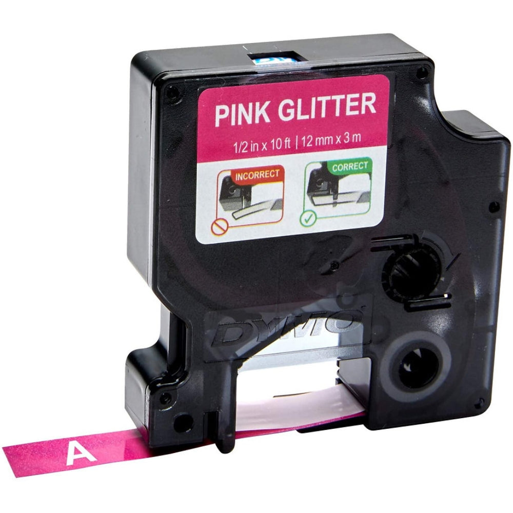 Cinta Dymo D1 Labelmanager Color Pop Blanco fondo Rosado 12mm x 3m 2056091