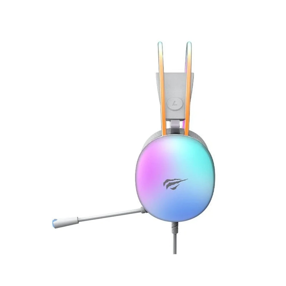 Audifono Gamer Havit RGB Conexion Doble Mini Jack+USB Microfono Omnidireccional Cable 2.1m Drivers 50mm H2037d-WH