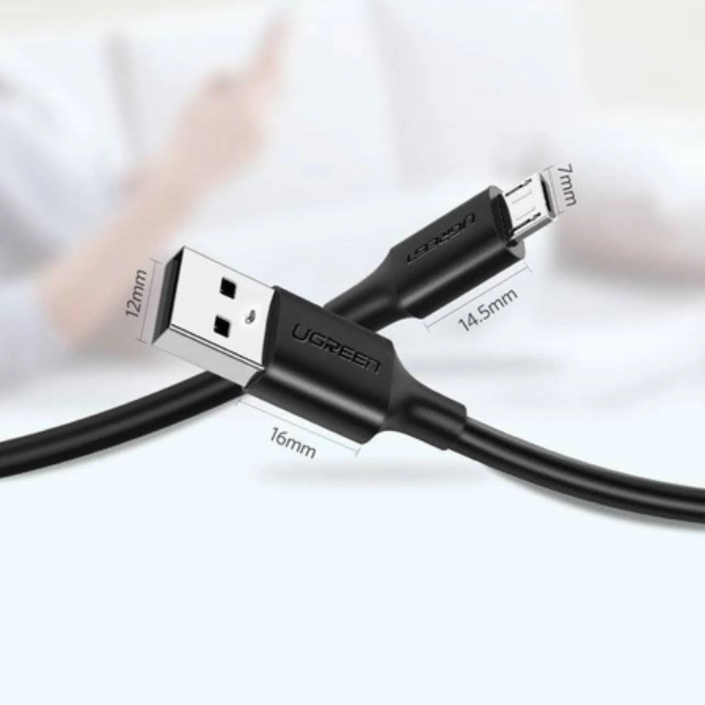 CABLE Ugreen USB-A a Micro USB Longitud 1m Carga Segura 2Amp Transferencia de Datos Diseño Antienredos 60136