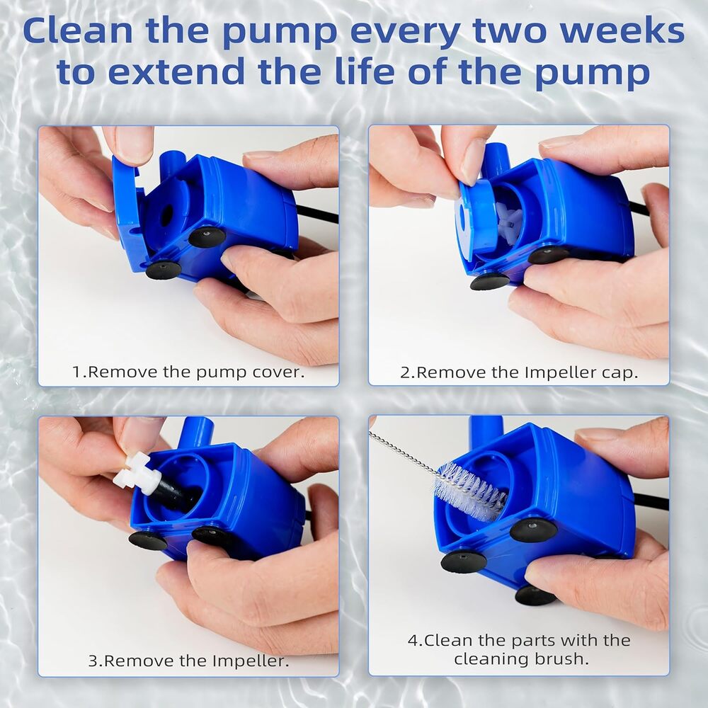 Bomba de agua sumergible IP68 para Fuente o Beberedo de Agua para Perros y Gatos Puerto USB-A 5VDC 1.5W Luz LED DR-DC160