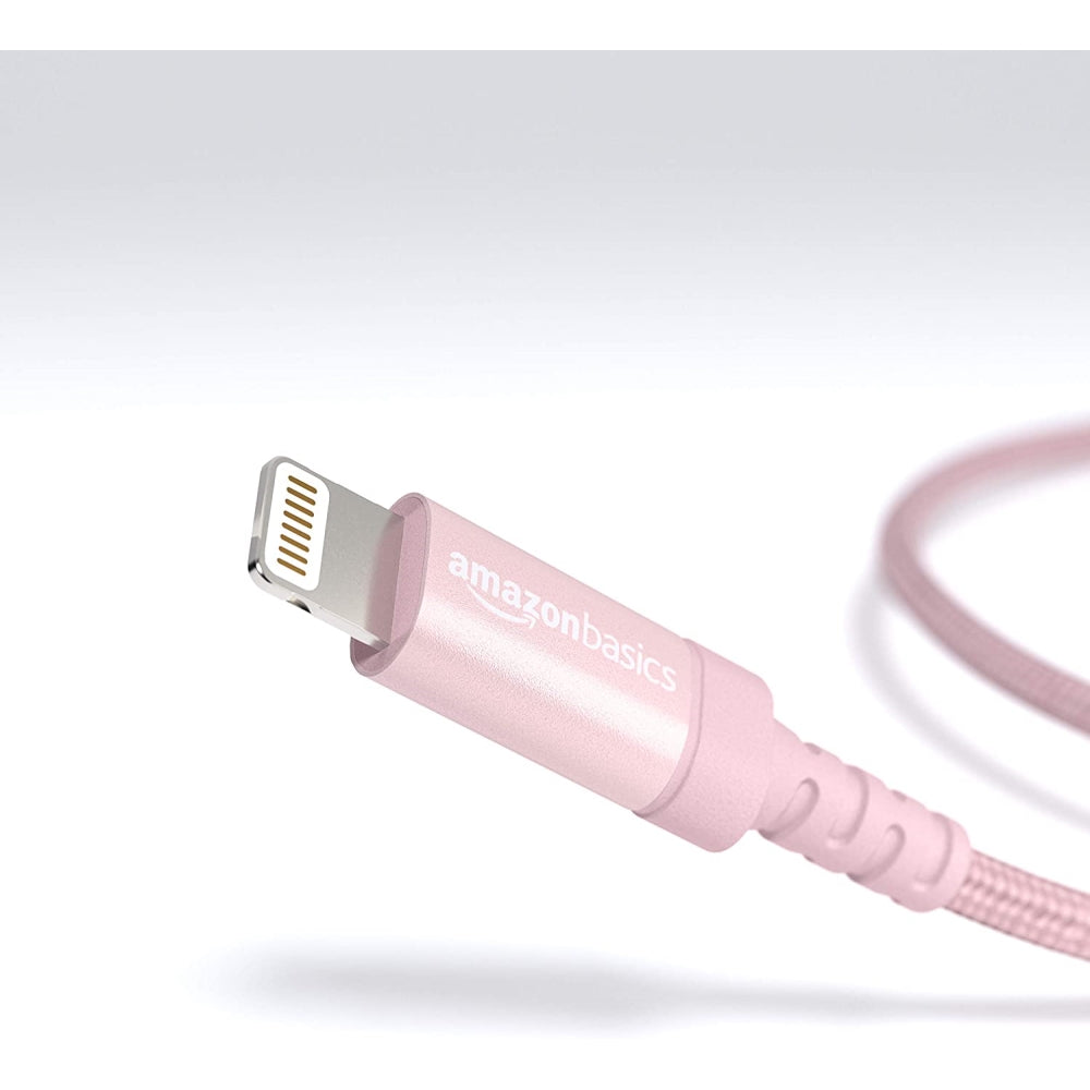 Cable Amazon Basic para Iphone Ipad USB-A a Lightning Certificado MFi de 0.9m color Rosado L6LMF077-CS-R