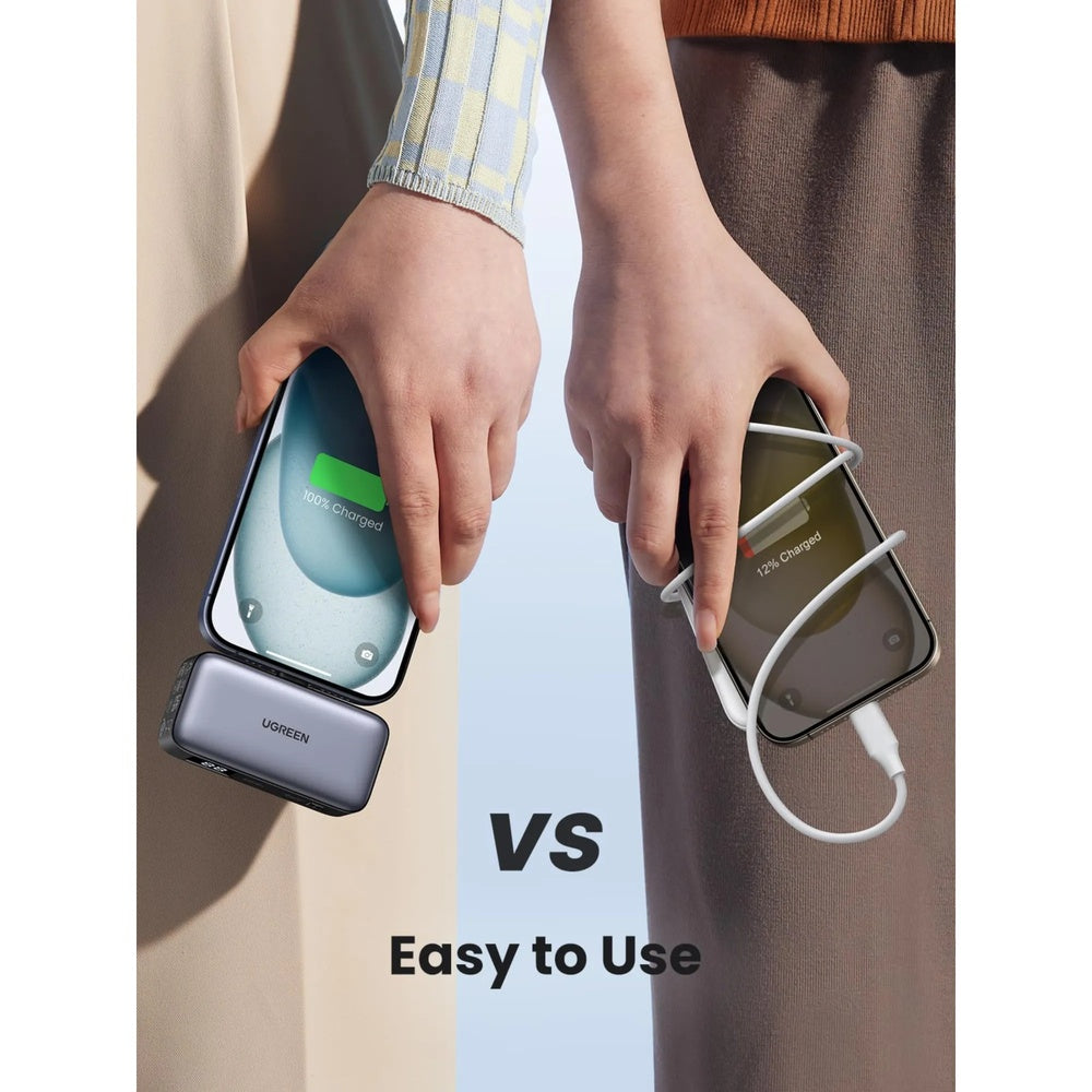 Mini Power Bank Ugreen 5000mAh 22.5W Conector USB-C Soporte Plegable Incorporado Incluye Cable USB-C a USB-C 35338