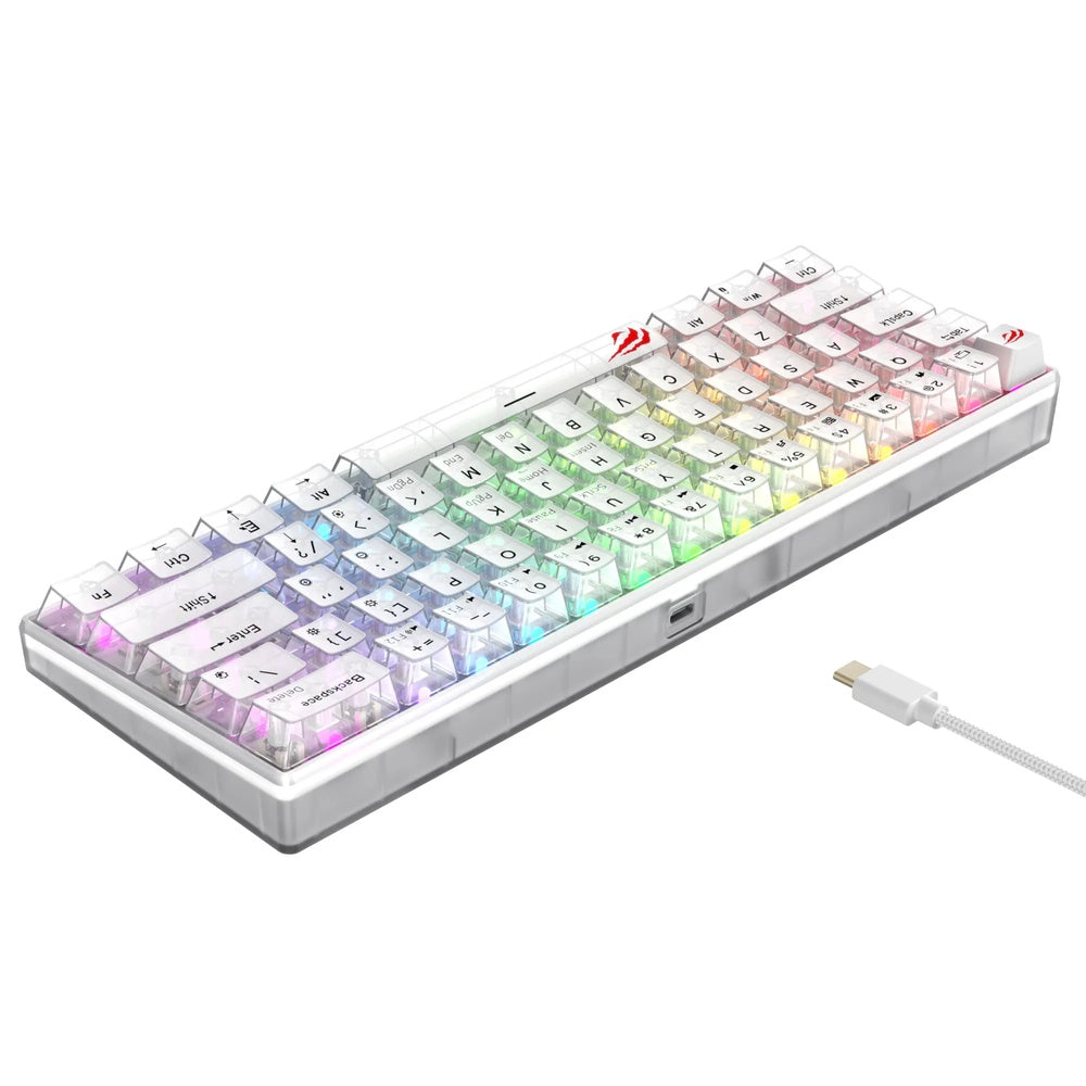 Teclado Havit Mecanico RGB Transparente Diseño Ultra Compacto 61 Teclas Mecanias Anti Ghosting Cable USB-C KB903L-TWH