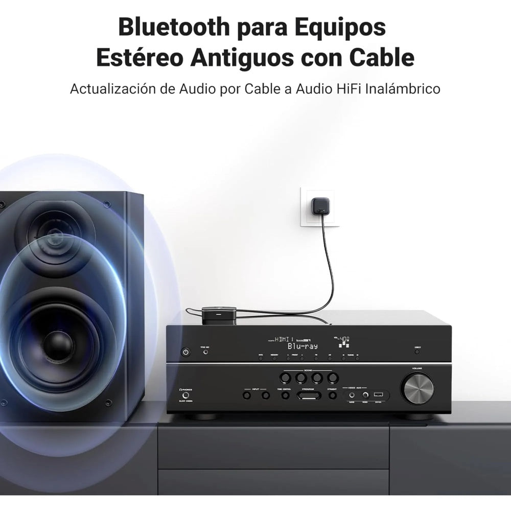 Receptor de Audio Ugreen BT v5.1 aptX HD Sonido HiFi Alcance 10m Baja Latencia Salida Aux 3.5mm RCA 40759P