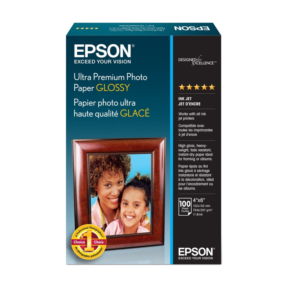 Papel Fotografico Epson Brillante sin Borde de 4" x 6" caja de 100 Hojas S042038