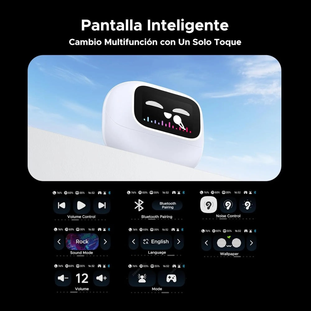 Auriculares Ugreen Echobuds Magic Pantalla Tactil Sonido Hi-Res con LDAC ANC con IA Audio Espacial Bateria 6h 55137