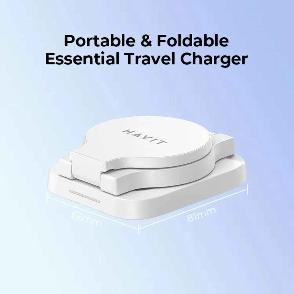 Cargador Havit Inalambrico 3en1 Diseño Plegable y Compacto para Celular Reloj y Audifono color Blanco W3038-WH