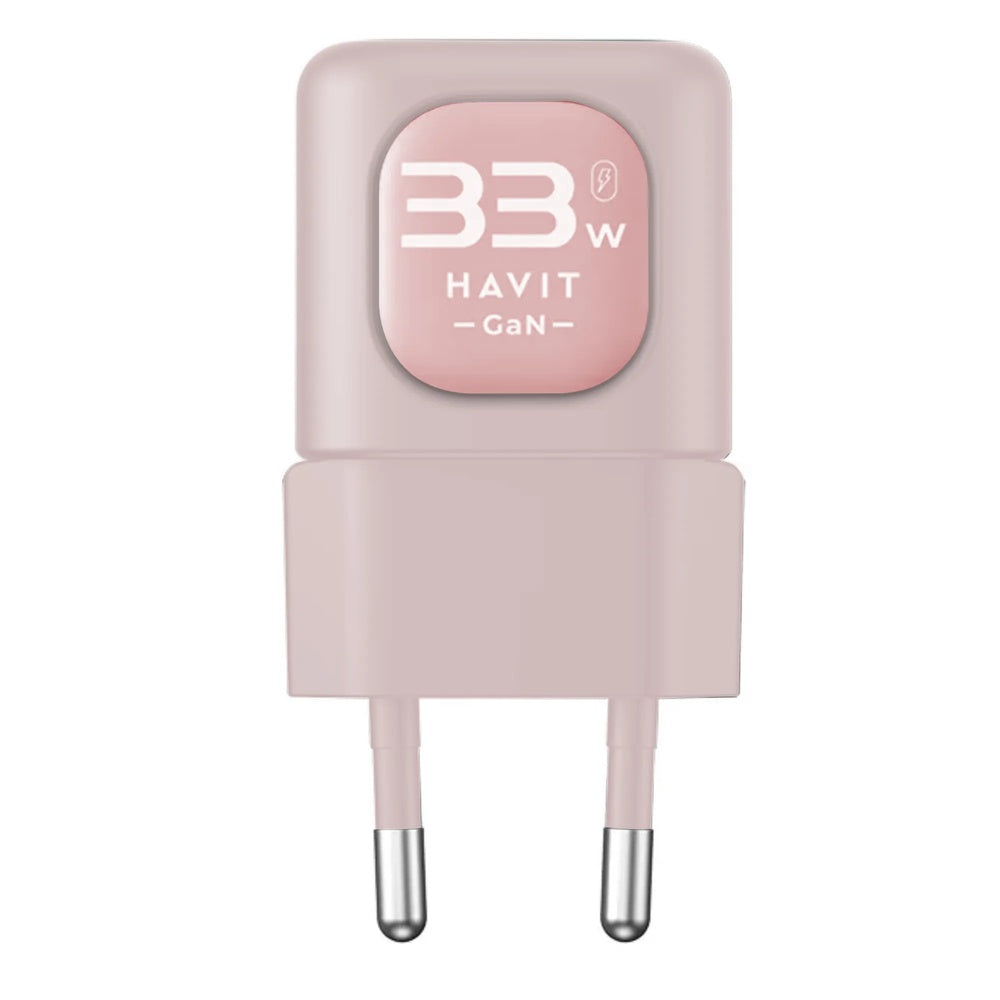 Cargador Havit 33W Doble Salida 1xUSB-A y 1xUSB-C color Rosado UC230 EU-P