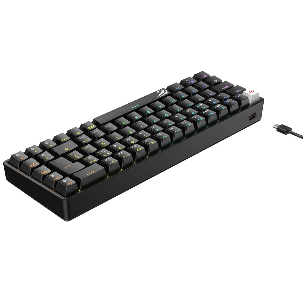 Teclado Mecanico Havit RGB Multiplataforma Red Switch Cable 1.8m Puerto USB-C KB860L-SP-BK